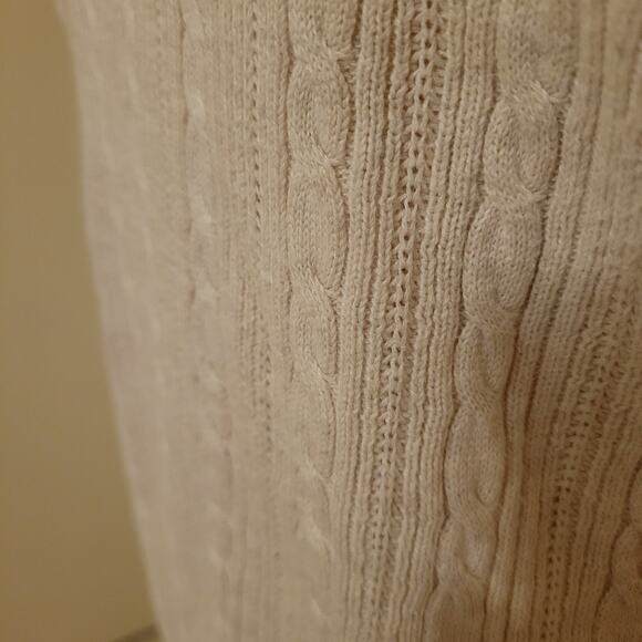 Sonoma 100% Cotton Cable Knit Sweater Women's L Beige V-Neck Pullover Top - Picture 4 of 11